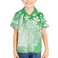 Polynesian Jellyfish Kid Hawaiian Shirt With Plumeria Green