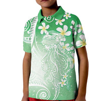 Polynesian Jellyfish Kid Polo Shirt With Plumeria Green