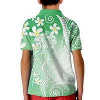 Polynesian Jellyfish Kid Polo Shirt With Plumeria Green