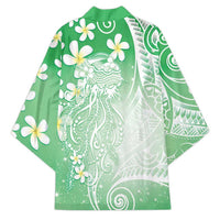 Polynesian Jellyfish Kimono With Plumeria Green