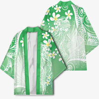 Polynesian Jellyfish Kimono With Plumeria Green