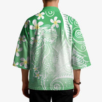 Polynesian Jellyfish Kimono With Plumeria Green