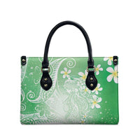 Polynesian Jellyfish Leather Bag With Plumeria Green
