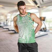 Polynesian Jellyfish Men Tank Top With Plumeria Green