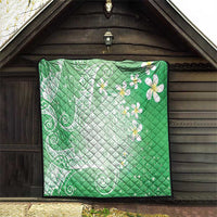 Polynesian Jellyfish Quilt With Plumeria Green