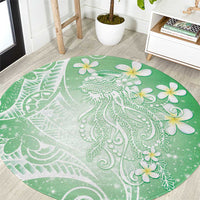 Polynesian Jellyfish Round Carpet With Plumeria Green