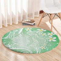 Polynesian Jellyfish Round Carpet With Plumeria Green
