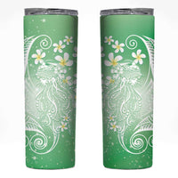 Polynesian Jellyfish Skinny Tumbler With Plumeria Green
