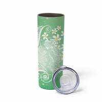 Polynesian Jellyfish Skinny Tumbler With Plumeria Green