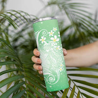 Polynesian Jellyfish Skinny Tumbler With Plumeria Green