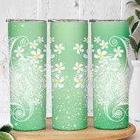 Polynesian Jellyfish Skinny Tumbler With Plumeria Green