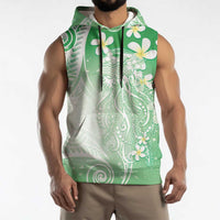 Polynesian Jellyfish Sleeveless Hoodie With Plumeria Green
