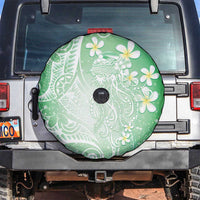 Polynesian Jellyfish Spare Tire Cover With Plumeria Green