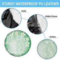 Polynesian Jellyfish Spare Tire Cover With Plumeria Green