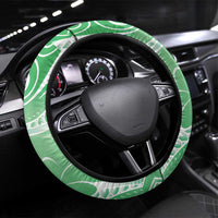 Polynesian Jellyfish Steering Wheel Cover With Plumeria Green