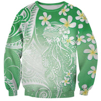 Polynesian Jellyfish Sweatshirt With Plumeria Green