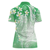 Polynesian Jellyfish Women Polo Shirt With Plumeria Green