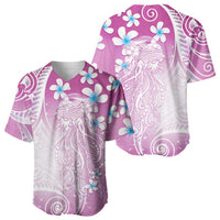 Polynesian Jellyfish Baseball Jersey With Plumeria Pink