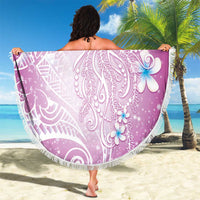 Polynesian Jellyfish Beach Blanket With Plumeria Pink