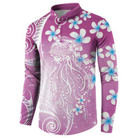 Polynesian Jellyfish Button Sweatshirt With Plumeria Pink