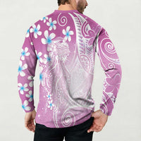 Polynesian Jellyfish Button Sweatshirt With Plumeria Pink