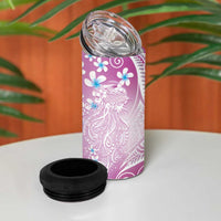 Polynesian Jellyfish 4 in 1 Can Cooler Tumbler With Plumeria Pink