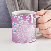 Polynesian Jellyfish Ceramic Mug With Plumeria Pink LT05 - Polynesian Pride