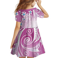 Polynesian Jellyfish Family Matching Short Sleeve Bodycon Dress and Hawaiian Shirt With Plumeria Pink