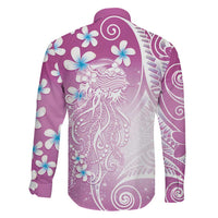 Polynesian Jellyfish Family Matching Summer Maxi Dress and Hawaiian Shirt With Plumeria Pink LT05 - Polynesian Pride