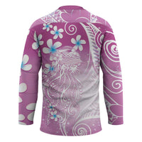 Polynesian Jellyfish Hockey Jersey With Plumeria Pink