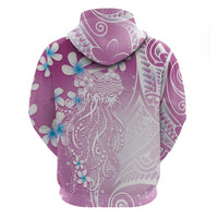 Polynesian Jellyfish Hoodie With Plumeria Pink