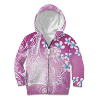 Polynesian Jellyfish Kid Hoodie With Plumeria Pink LT05 Zip Hoodie Pink - Polynesian Pride