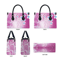 Polynesian Jellyfish Leather Bag With Plumeria Pink