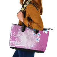 Polynesian Jellyfish Leather Tote Bag With Plumeria Pink LT05 Pink - Polynesian Pride