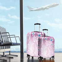 Polynesian Jellyfish Luggage Cover With Plumeria Pink