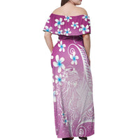Polynesian Jellyfish Off Shoulder Maxi Dress With Plumeria Pink
