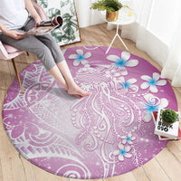 Polynesian Jellyfish Round Carpet With Plumeria Pink