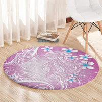 Polynesian Jellyfish Round Carpet With Plumeria Pink