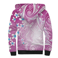 Polynesian Jellyfish Sherpa Hoodie With Plumeria Pink