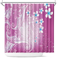 Polynesian Jellyfish Shower Curtain With Plumeria Pink