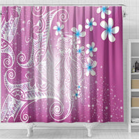 Polynesian Jellyfish Shower Curtain With Plumeria Pink