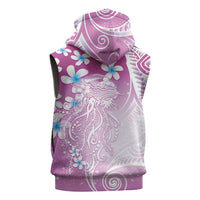 Polynesian Jellyfish Sleeveless Hoodie With Plumeria Pink