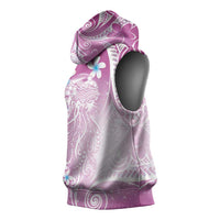 Polynesian Jellyfish Sleeveless Hoodie With Plumeria Pink