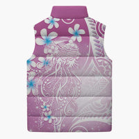 Polynesian Jellyfish Sleeveless Puffer Jacket With Plumeria Pink LT05 - Polynesian Pride