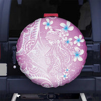 Polynesian Jellyfish Spare Tire Cover With Plumeria Pink