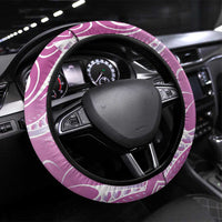 Polynesian Jellyfish Steering Wheel Cover With Plumeria Pink