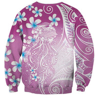 Polynesian Jellyfish Sweatshirt With Plumeria Pink