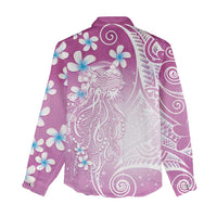 Polynesian Jellyfish Women Casual Shirt With Plumeria Pink