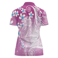Polynesian Jellyfish Women Polo Shirt With Plumeria Pink