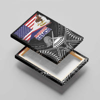 American Samoa Flag Day Canvas Wall Art Bald Eagle With Polynesian Pattern